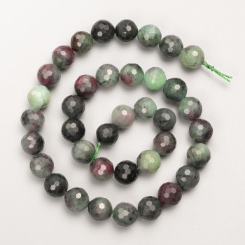 Zoisite Beads, Natural Stone, Faceted Round Bead on Thread, Diameter 10mm+/-, Length 38cm+