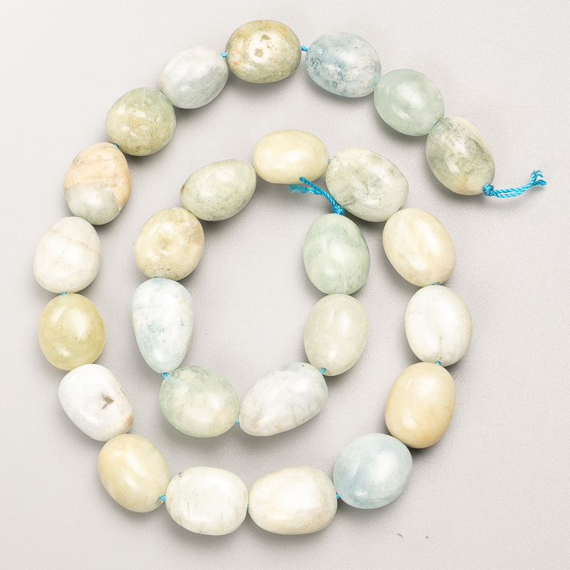 Morganite Beads, Natural Stone, Tumbled on Thread, Assorted Sizes d 10x12-13x18mm+/-, Length 40cm+