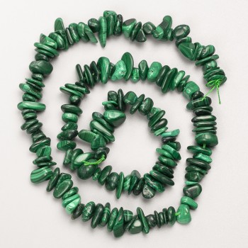 Malachite Beads, Natural Stone, Chip on Thread, d 8x3mm+/-, Length 41cm+