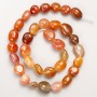 Carnelian Beads, Natural Stone, Tumbled on Thread, d 11x14mm+/-, Length 39cm+