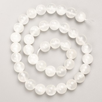Belomorite Beads, Natural Stone, Smooth Round Bead on Thread, Diameter 10mm+/-, Length 39cm+