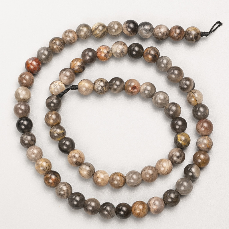 Sunstone Natural Stone Smooth Round Beads on Thread, Diameter 6mm+/-, Length 39cm+