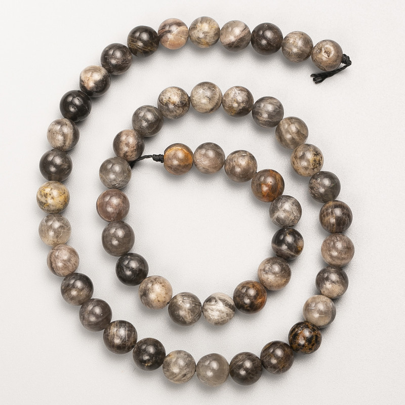 Sunstone Natural Stone Smooth Round Beads on Thread, Diameter 7.5mm+/-, Length 39cm+