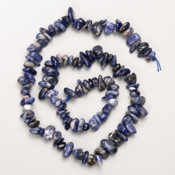 Sodalite Natural Stone Chip Beads on Thread, Diameter 8x4mm+/-, Length 40cm+