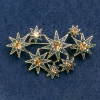 Stars Brooch with Blue and Yellow Rhinestones, Gold-Tone Metal 55x35mm