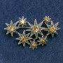 Stars Brooch with Blue and Yellow Rhinestones, Gold-Tone Metal 55x35mm