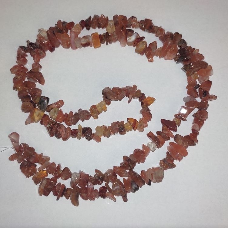 Carnelian Beads, natural stone chips, on fishing line, diameter 9x4mm, length 84cm+