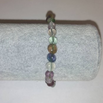 Fluorite Bracelet with natural stone, faceted, diameter 7×9 mm±, on elastic, length 18 cm+