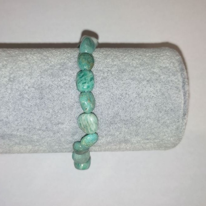 Amazonite Natural Stone Tumbled Bracelet, Diameter 8x9mm(+-), 18cm Circumference on Elastic