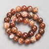 Orange Agate Beads, Smooth Round, on Nylon Thread, Diameter 12mm+-, Length 38cm+