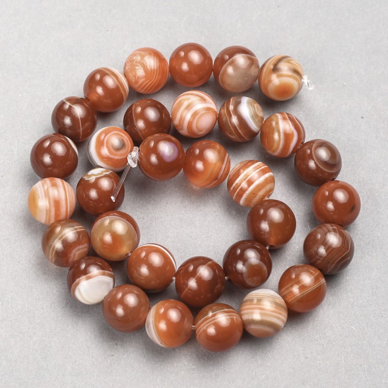 Orange Agate Beads, Smooth Round, on Nylon Thread, Diameter 12mm+-, Length 38cm+