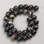 Dark Brown Agate Beads, Smooth Round, on Nylon Thread, Diameter 12mm+-, Length 38cm+