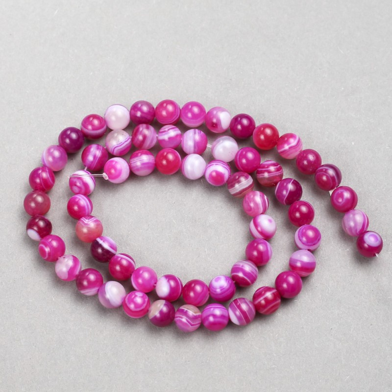 Raspberry Agate Beads, Smooth Round, Diameter 6mm+-, Length 38cm+- on Nylon Thread