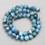 Blue Agate Beads, smooth round bead on fishing line, diameter 8mm+/-, length 38cm+
