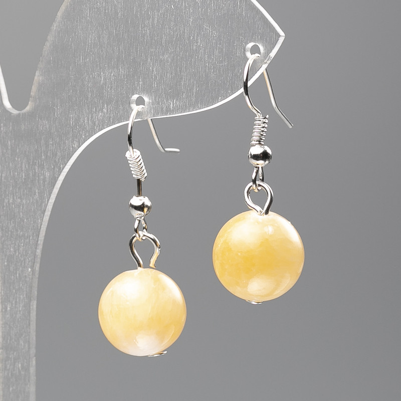 Mother-of-Pearl Earrings (Faux Acrylic), Smooth Ball, Diameter 12.5mm+-, Length 3.5cm
