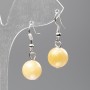 Mother-of-Pearl Earrings (Faux Acrylic), Smooth Ball, Diameter 12.5mm+-, Length 3.5cm