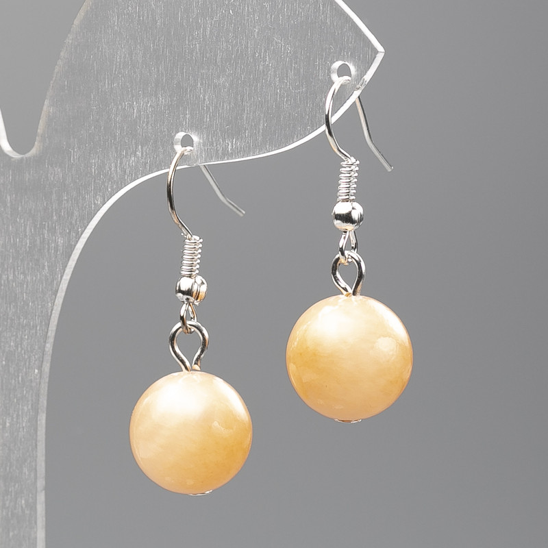Selenite Earrings (Faux Acrylic), Smooth Ball, Diameter 12.5mm+-, Length 3.5cm