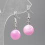 Strawberry Quartz Earrings (Faux Acrylic), Smooth Ball, Diameter 12.5mm+-, Length 3.5cm