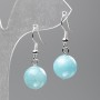 Aquamarine Earrings (Faux Acrylic), Smooth Ball, Diameter 12.5mm+-, Length 3.5cm