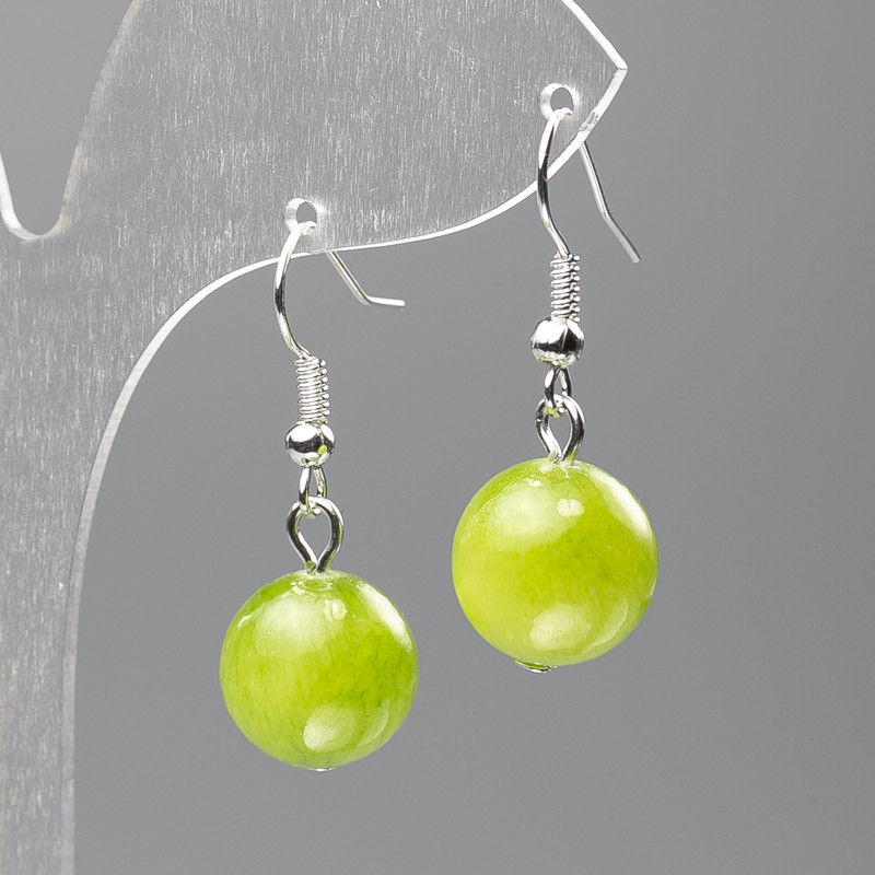 Onyx Earrings (Faux Acrylic), Smooth Ball, Diameter 12.5mm+-, Length 3.5cm