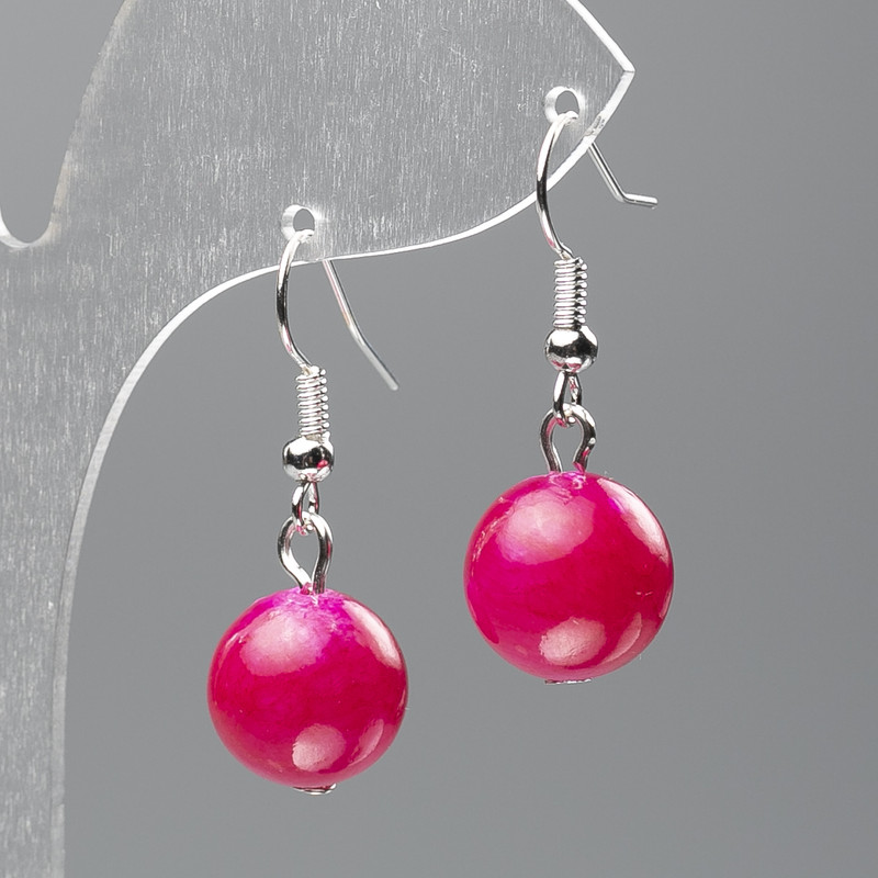 Tinted Quartz Earrings (artificial acrylic), smooth round bead, diameter 12.5mm+/-, length 3.5cm