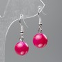 Tinted Quartz Earrings (artificial acrylic), smooth round bead, diameter 12.5mm+/-, length 3.5cm
