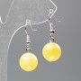 Citrine Earrings (artificial acrylic), smooth round bead, diameter 12.5mm+/-, length 3.5cm
