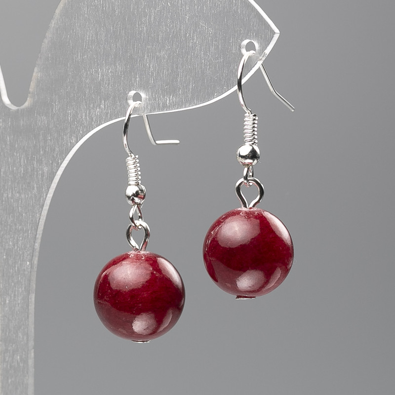 Tourmaline Earrings (artificial acrylic), smooth round bead, diameter 12.5mm+/-, length 3.5cm