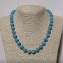 Aquamarine Natural Stone Necklace, Faceted Ball, Diameter 10mm, Length 49cm