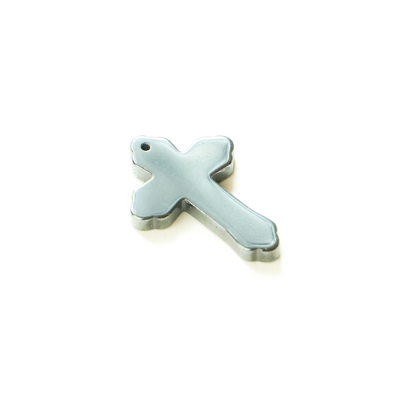 Hematite Cross Pendant, 22x32x3.5mm+