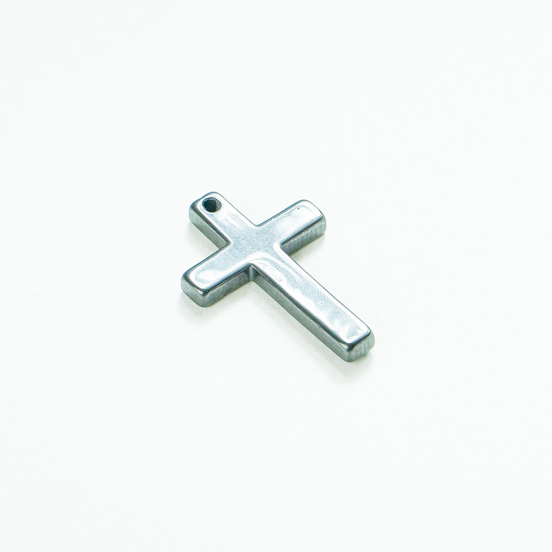 Hematite Cross Pendant, 22x33.5x3mm+
