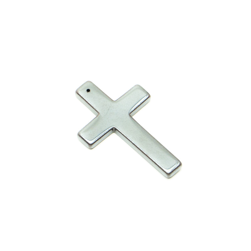 Hematite Cross Pendant, 32x50.5x4mm+