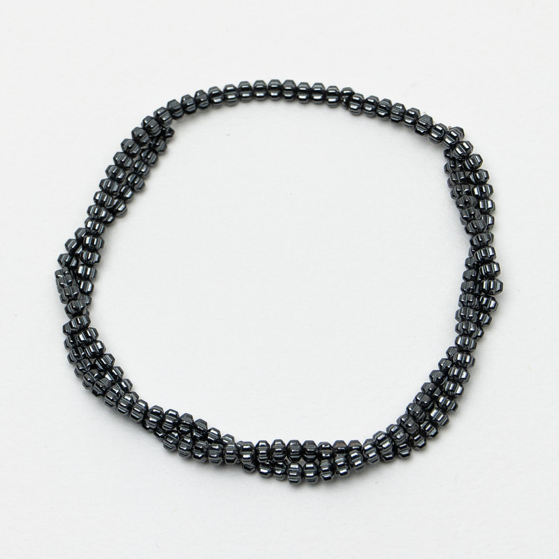 Hematite Flower Beads, diameter 4x3mm+-, length 41cm+- on thread