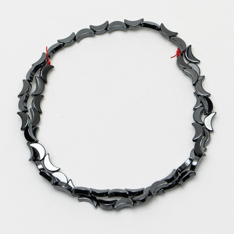 Hematite Moon Beads, diameter 4.5x8x2mm+-, length 41cm+- on a strand