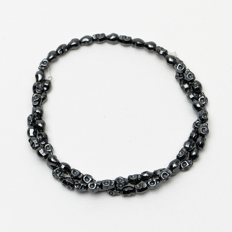 Hematite Skull Beads, diameter 5x6x5mm+-, length 40cm+- on a strand