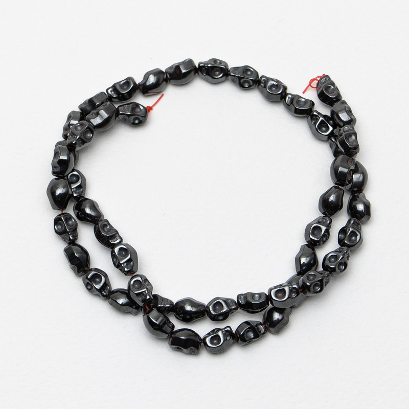 Hematite Skull Beads, diameter 6x8x6mm+-, length 40cm+- on a strand