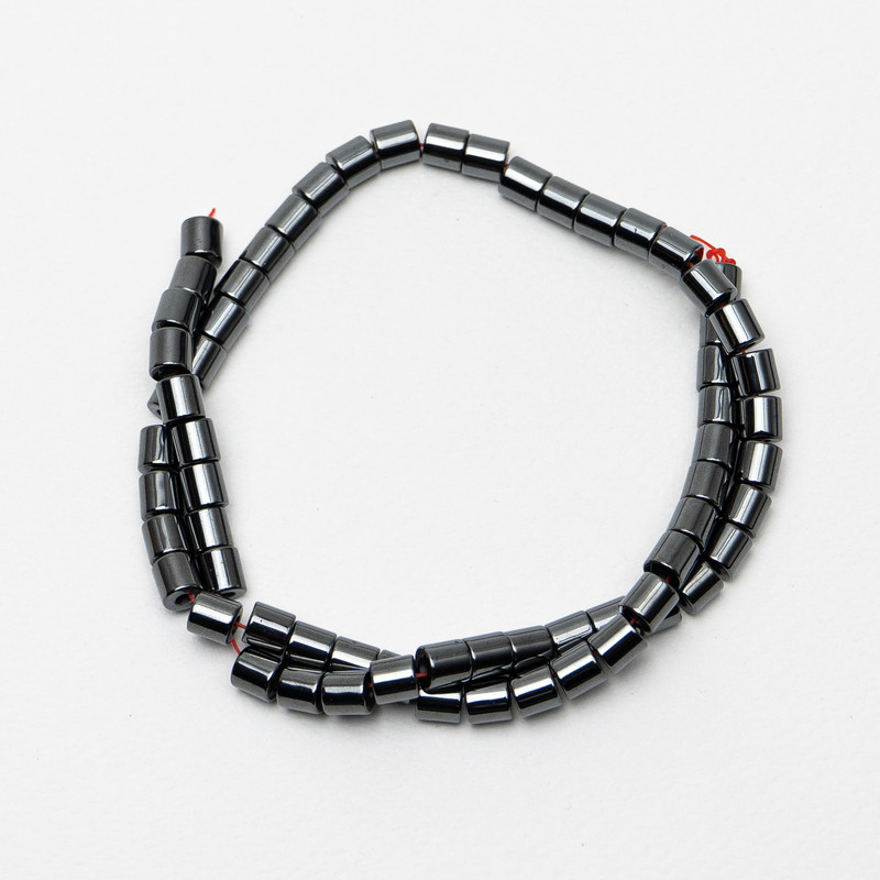 Hematite Cylinder Beads, diameter 6x6mm+-, length 40cm+- on a strand