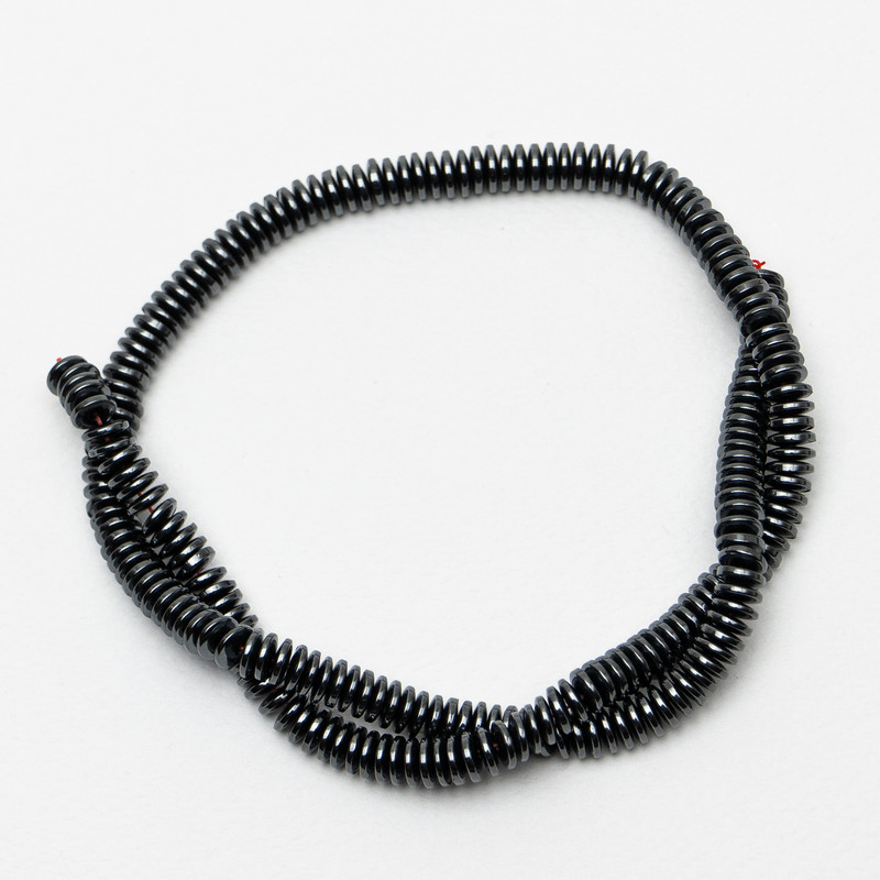 Hematite Beads Smooth Rondelle, Diameter 6x2mm+-, Length 38cm+- on Fishing Line