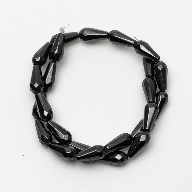 Hematite Beads Polyhedron, diameter 8x17mm+-, length 40cm+- on fishing line