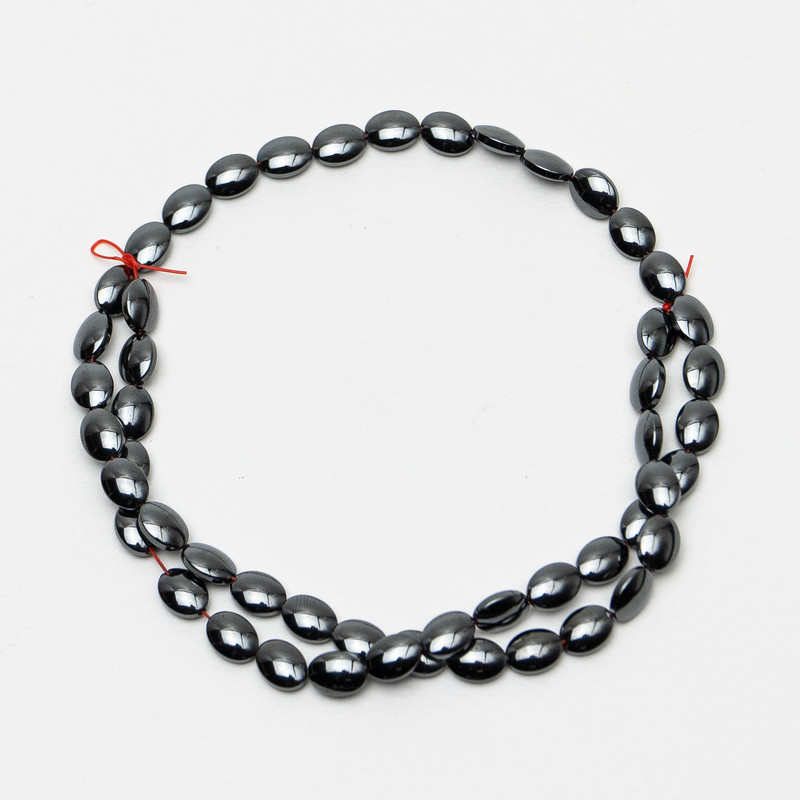 Hematite Oval Beads, diameter 6x8x3mm+-, length 40cm+- on thread