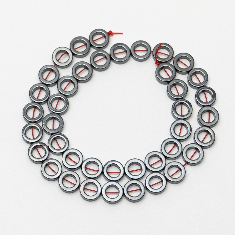 Hematite Round Beads, diameter 10x3mm+-, inner diameter 6mm, length 40cm+- on thread