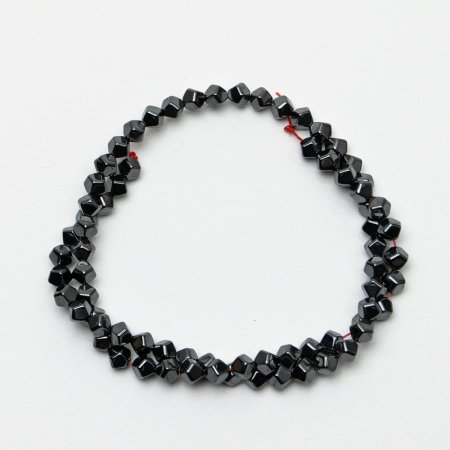 Hematite Polygon Beads, diameter 6x6mm+-, length 40cm+- on thread