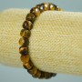 Tiger's Eye Natural Stone Bracelet, faceted cube, diameter 7(+-)mm, length 18cm (stretch)