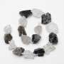 Raw Rock Crystal and Smoky Quartz Beads, tumbled, diameter 23x26(+-)mm, length 42cm on a string
