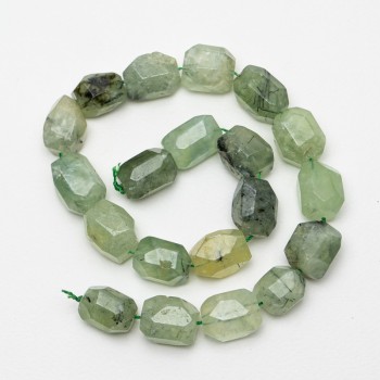 Prehnite Beads natural stone faceted, diameter 14x20mm+-, length 39cm+- on thread