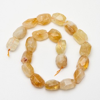 Citrine Beads natural stone faceted, diameter 14x20mm+-, length 40cm+- on thread