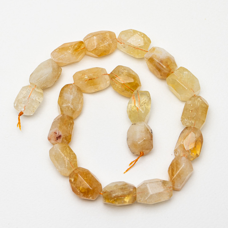 Citrine Beads natural stone faceted, diameter 14x20mm+-, length 40cm+- on thread
