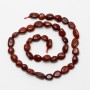 Red Jasper Beads natural stone, tumbled, diameter 8x10mm, length 42cm+- on thread