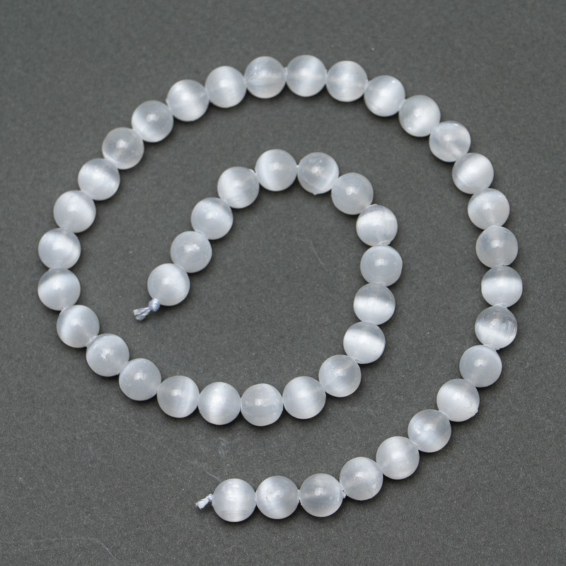 Selenite Beads smooth ball, diameter 8, 5mm+-, length 38cm+- on thread