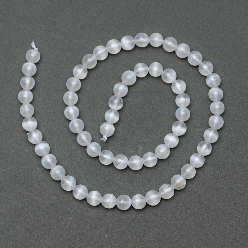 Selenite Beads smooth ball, diameter 6, 5mm+-, length 39cm+- on thread